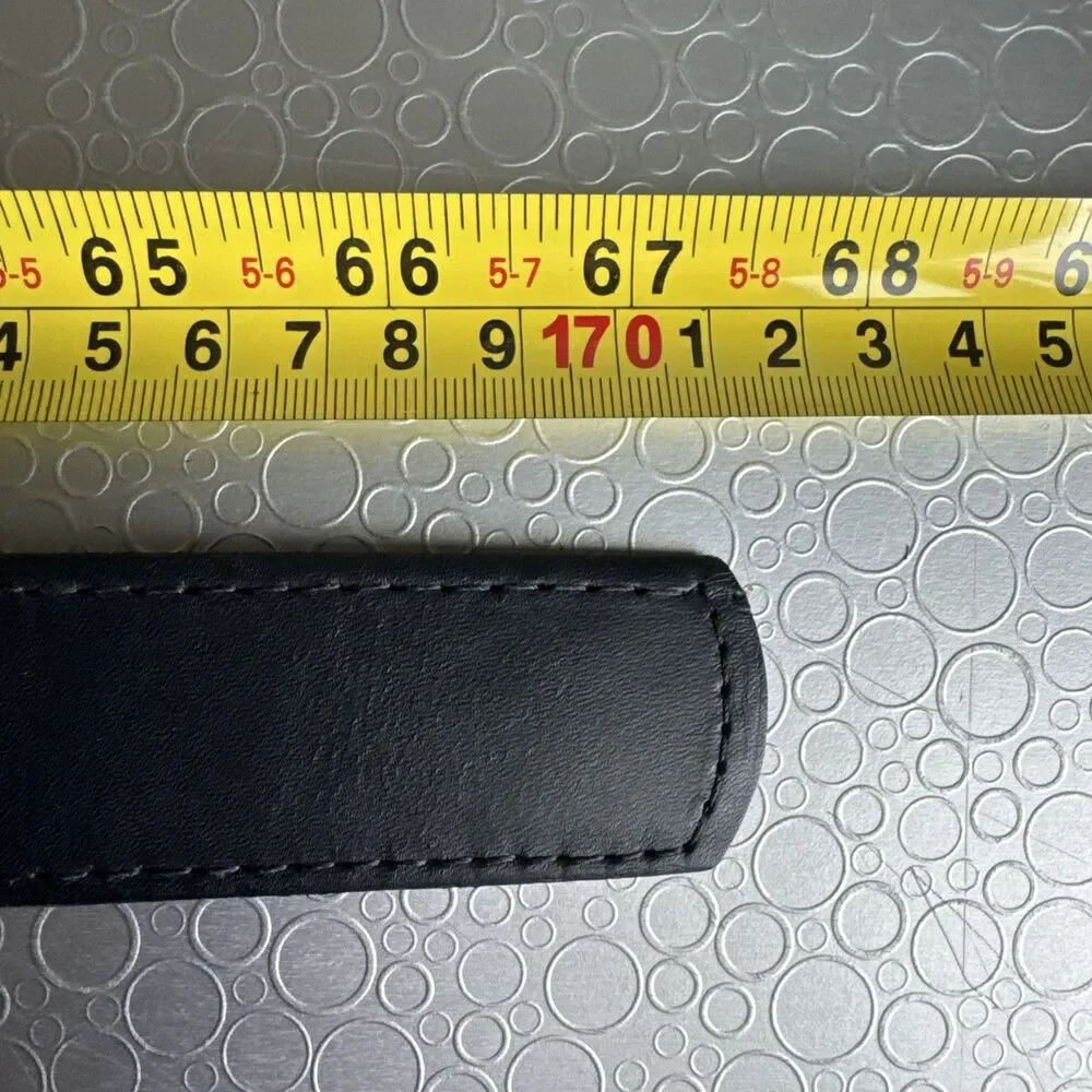 Davis Big & Tall Mens Black Leather Belt Interchangeable Buckle USA - Size 62
